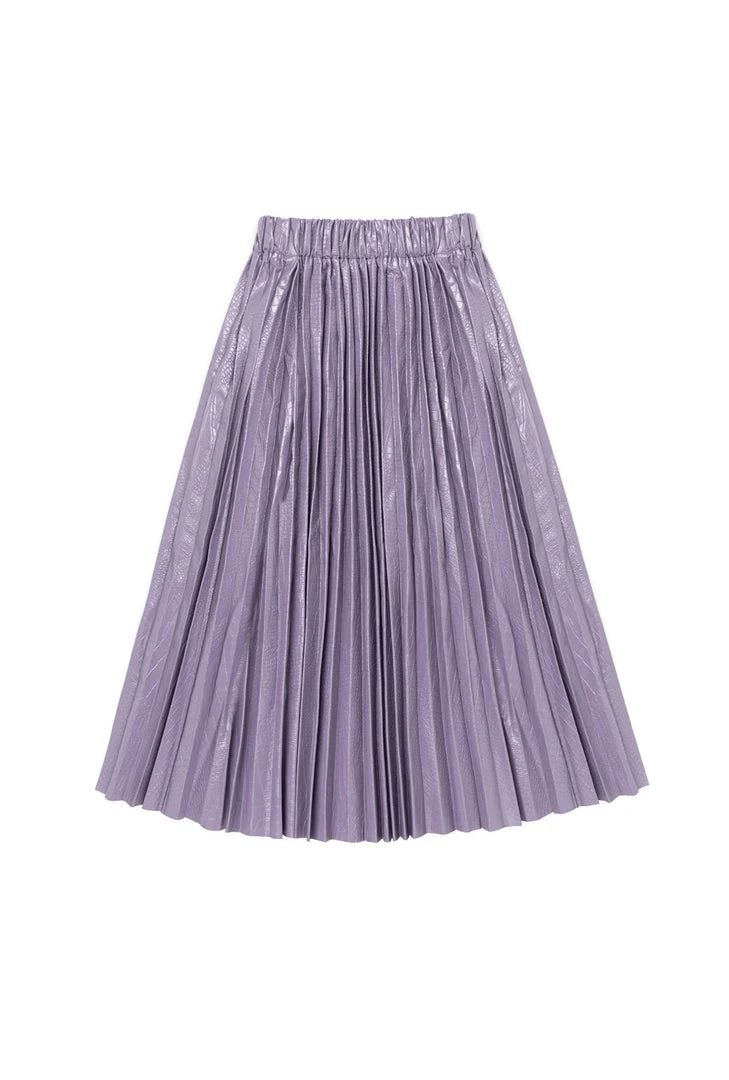 BURU White Label Faux Croc Pleated Skirt - Lilac 3 BURU White Label Faux Croc Pleated Skirt - Lilac