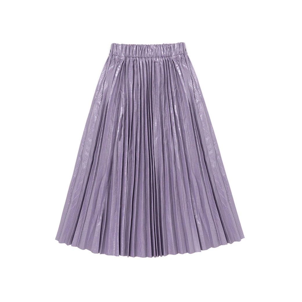 BURU White Label Faux Croc Pleated Skirt - Lilac 10 BURU White Label Faux Croc Pleated Skirt - Lilac