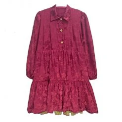 BURU Pink Label Long Sleeve Tiered Mini Dress - Crimson Floral - Final Sale 13 BURU Pink Label Long Sleeve Tiered Mini Dress - Crimson Floral - Final Sale