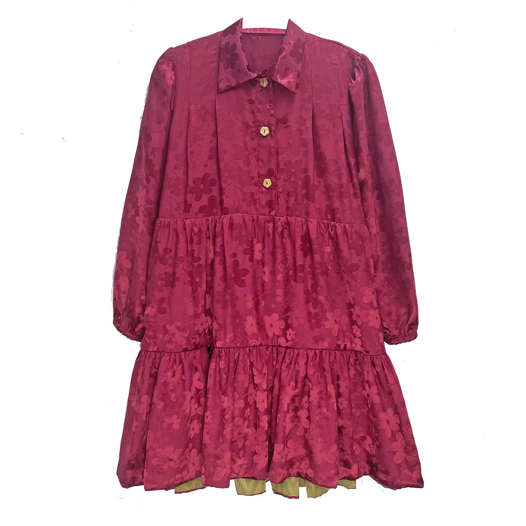 BURU Pink Label Long Sleeve Tiered Mini Dress - Crimson Floral - Final Sale 8 BURU Pink Label Long Sleeve Tiered Mini Dress - Crimson Floral - Final Sale