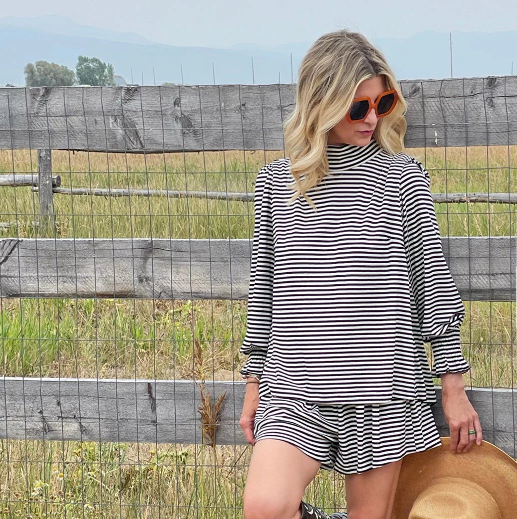 BURU White Label Long Sleeve Mod Top - Black & White Knit Tops 6 BURU White Label Long Sleeve Mod Top - Black & White Knit Tops