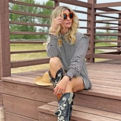 BURU White Label Long Sleeve Mod Top - Black & White Knit Tops 12 BURU White Label Long Sleeve Mod Top - Black & White Knit Tops