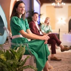 BURU Pink Label Clothing BURU X TSCS Puff Sleeve Shirtdress - Green Crepe