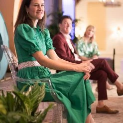 BURU Pink Label Clothing BURU X TSCS Puff Sleeve Shirtdress - Green Crepe