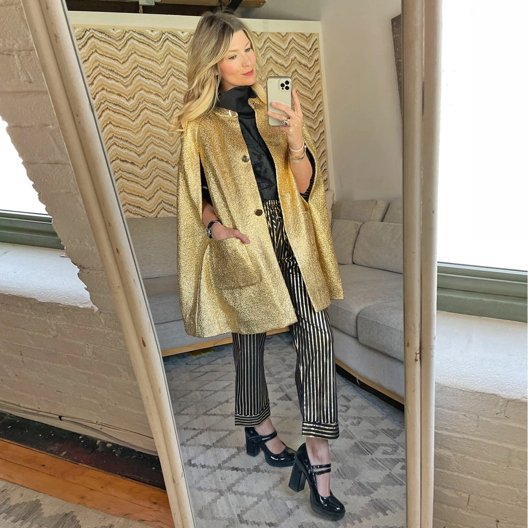 BURU White Label Mama Cape - Gold Tweed Tops 10 BURU White Label Mama Cape - Gold Tweed Tops