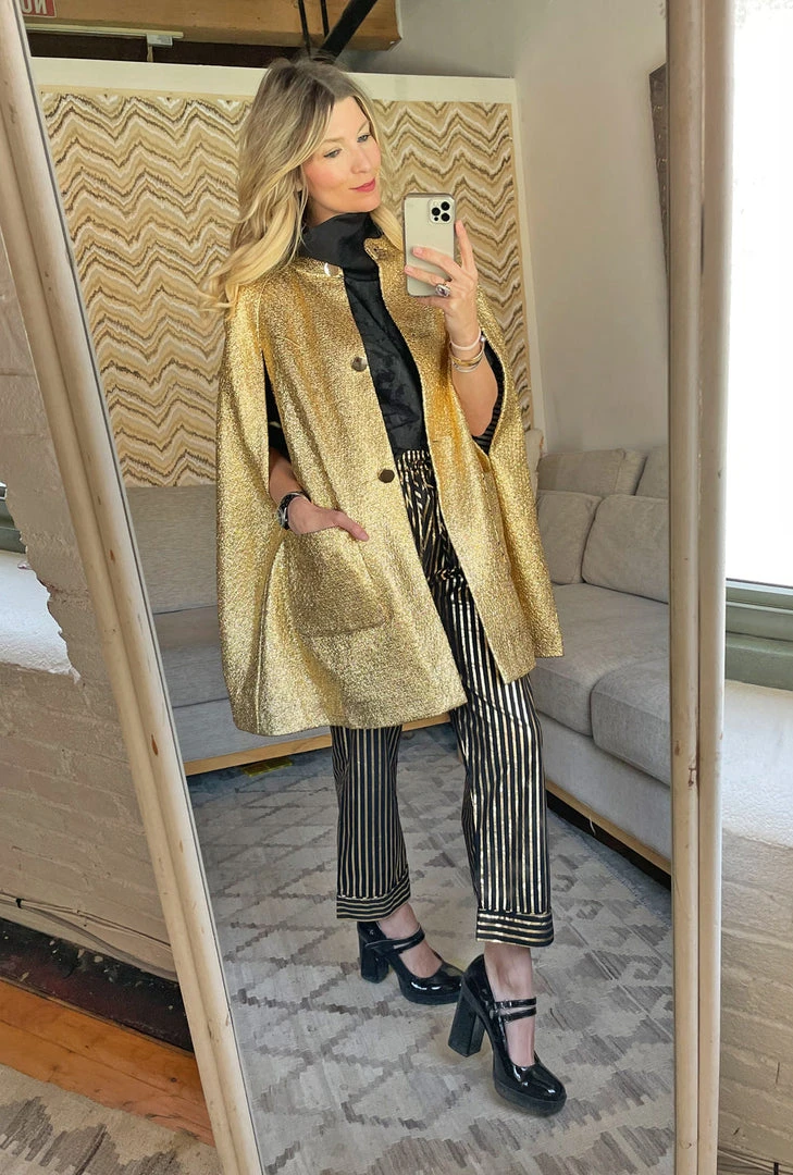 BURU White Label Mama Cape - Gold Tweed Tops 6 BURU White Label Mama Cape - Gold Tweed Tops