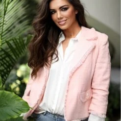 BURU Pink Label Clothing BURU X Mara Martin Boxy Blazer - Pink Tweed