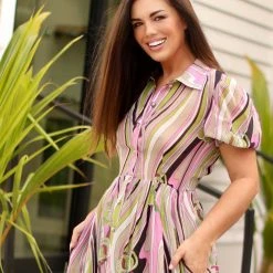 BURU Pink Label BURU X Mara Martin Puff Sleeve Shirtdress Midi - Miami Floral - PRE-SALE