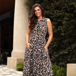 BURU Pink Label BURU X Mara Martin Sleeveless Shirtdress Maxi - Polkadots Clothing 24 BURU Pink Label BURU X Mara Martin Sleeveless Shirtdress Maxi - Polkadots Clothing