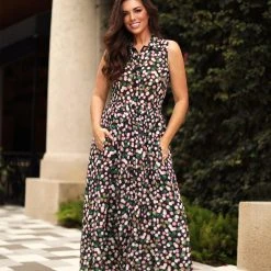 BURU Pink Label BURU X Mara Martin Sleeveless Shirtdress Maxi - Polkadots Clothing