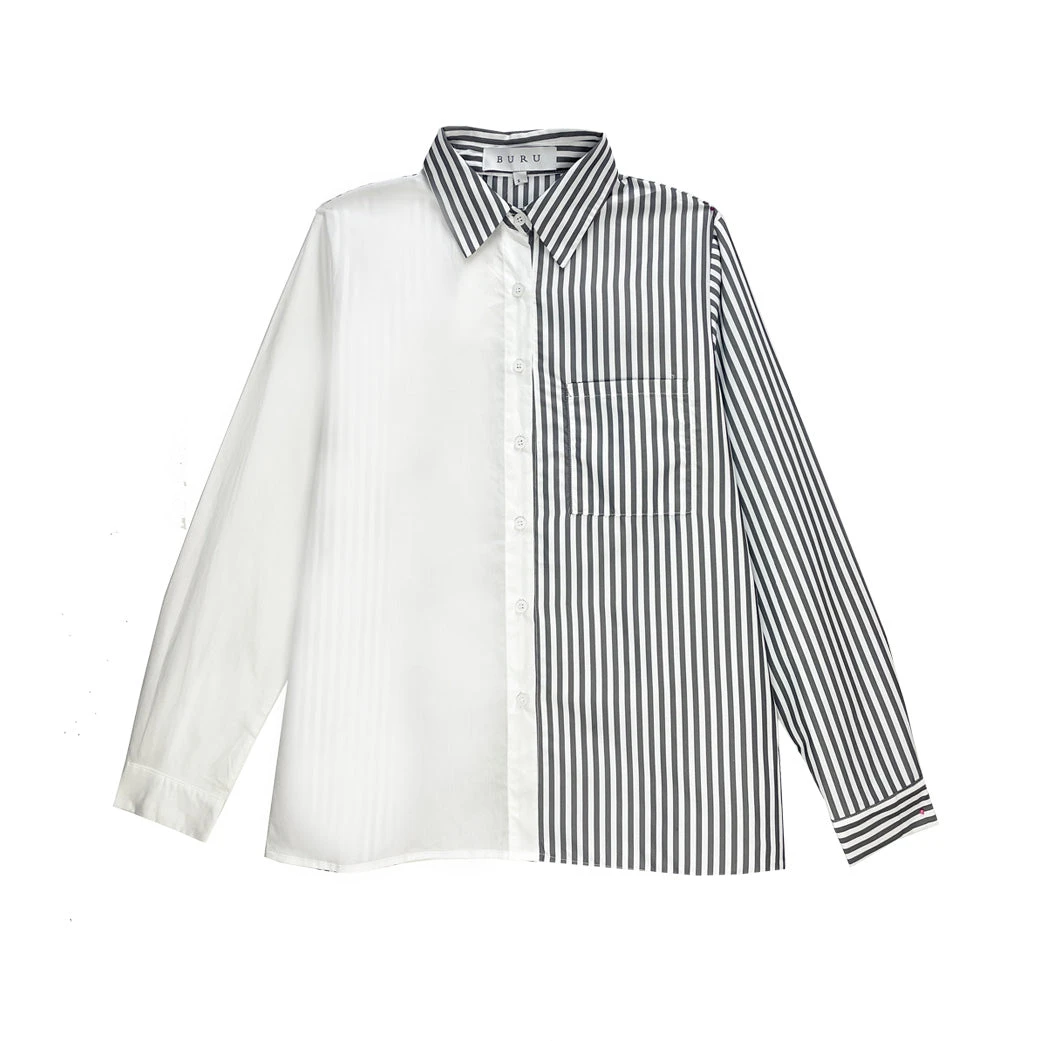 BURU White Label Clothing Mel Mixed Button Down Shirt 2.0 - Charcoal Stripe 9 BURU White Label Clothing Mel Mixed Button Down Shirt 2.0 - Charcoal Stripe