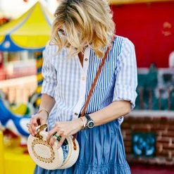 BURU White Label Tops Mel Mixed Button Down Shirt - Blue Stripe