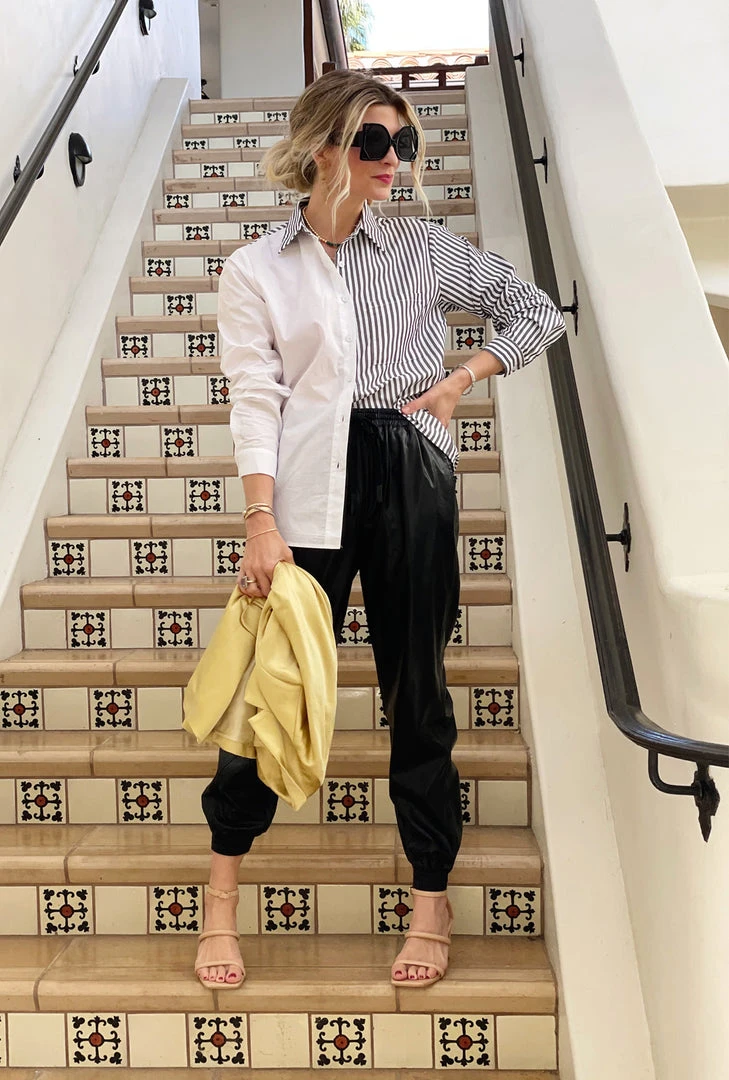 BURU White Label Clothing Mel Mixed Button Down Shirt 2.0 - Charcoal Stripe 4 BURU White Label Clothing Mel Mixed Button Down Shirt 2.0 - Charcoal Stripe