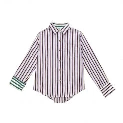 BURU White Label Mel Mixed Button Down Shirt - Lilac & Gold Stripe