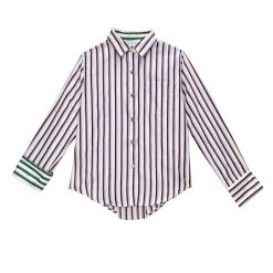 BURU White Label Mel Mixed Button Down Shirt - Lilac & Gold Stripe