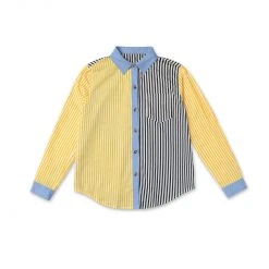BURU White Label Mel Mixed Button Down Shirt - Yellow Stripe
