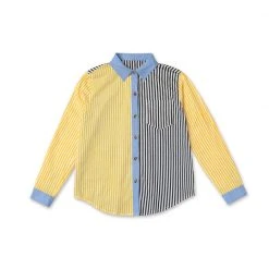 BURU White Label Mel Mixed Button Down Shirt - Yellow Stripe