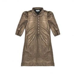 BURU White Label Puff Sleeve T-Shirt Dress - Metallic Black