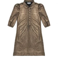 BURU White Label Puff Sleeve T-Shirt Dress - Metallic Black