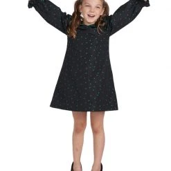 BURU Pink Label Mini Me A-Line Dress - Black & Green Dot