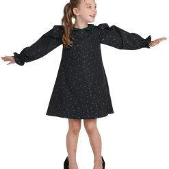BURU Pink Label Mini Me A-Line Dress - Black & Green Dot