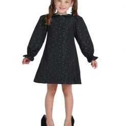 BURU Pink Label Mini Me A-Line Dress - Black & Green Dot