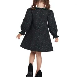 BURU Pink Label Mini Me A-Line Dress - Black & Green Dot