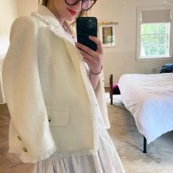 BURU Pink Label Dresses Reversible Tiered Mini Dress - White Textured Cotton & Floral - Final Sale