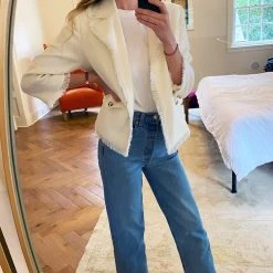 BURU Pink Label Boxy Blazer - Ivory Tweed Outerwear