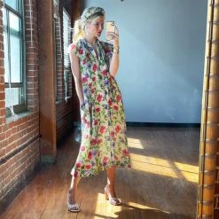 BURU Pink Label Clothing BURU X TSCS Ruffle Collar Midi Dress - Signature Floral