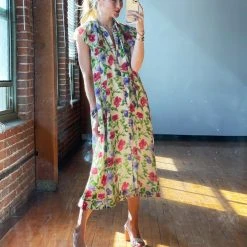 BURU Pink Label Clothing BURU X TSCS Ruffle Collar Midi Dress - Signature Floral