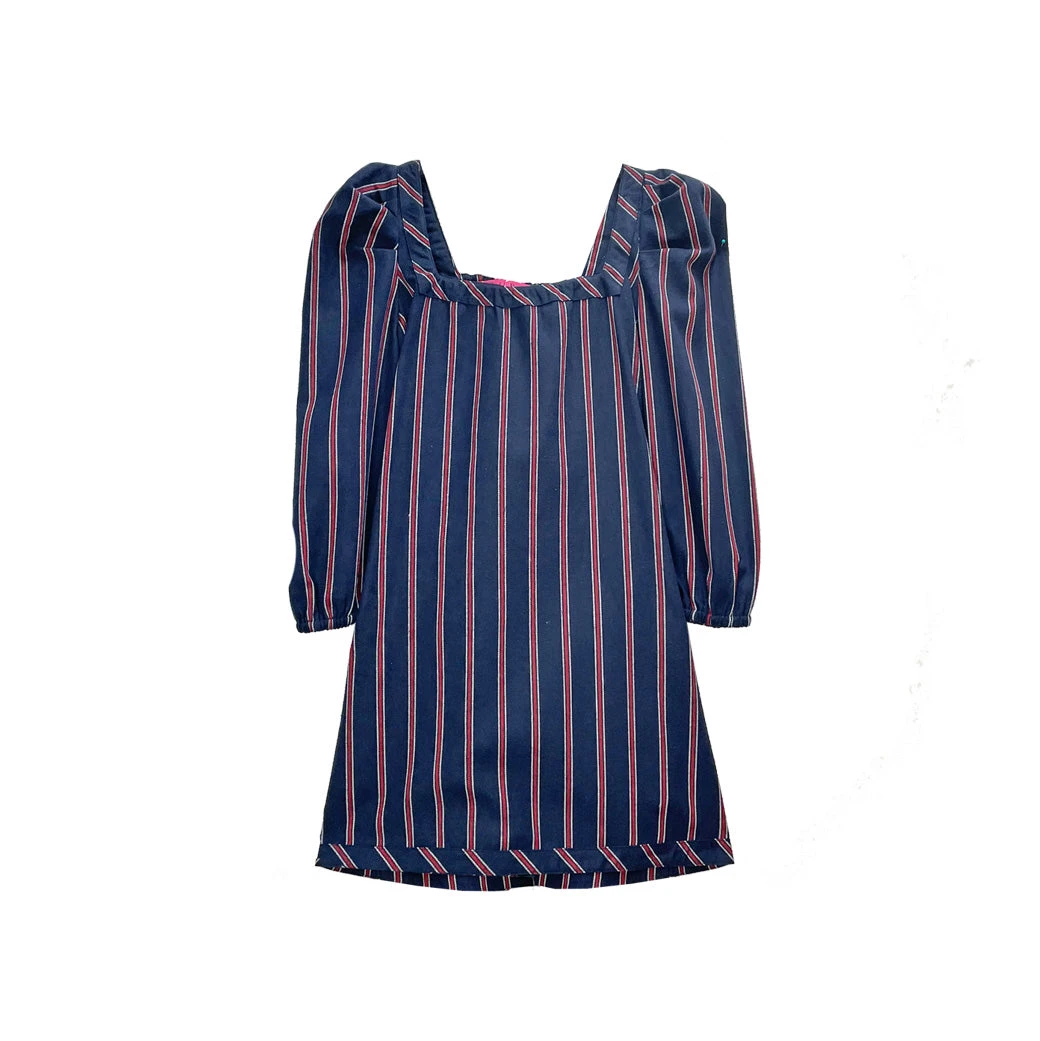 BURU Pink Label Clothing Nat Note Long Sleeve Square Neck Mini Dress - Navy & Red Stripe 13 BURU Pink Label Clothing Nat Note Long Sleeve Square Neck Mini Dress - Navy & Red Stripe