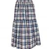 BURU Pink Label Nat Note Reversible Tiered Skirt - Navy Plaid & Oxford Pinstripe Bottoms 1 BURU Pink Label Nat Note Reversible Tiered Skirt - Navy Plaid & Oxford Pinstripe Bottoms