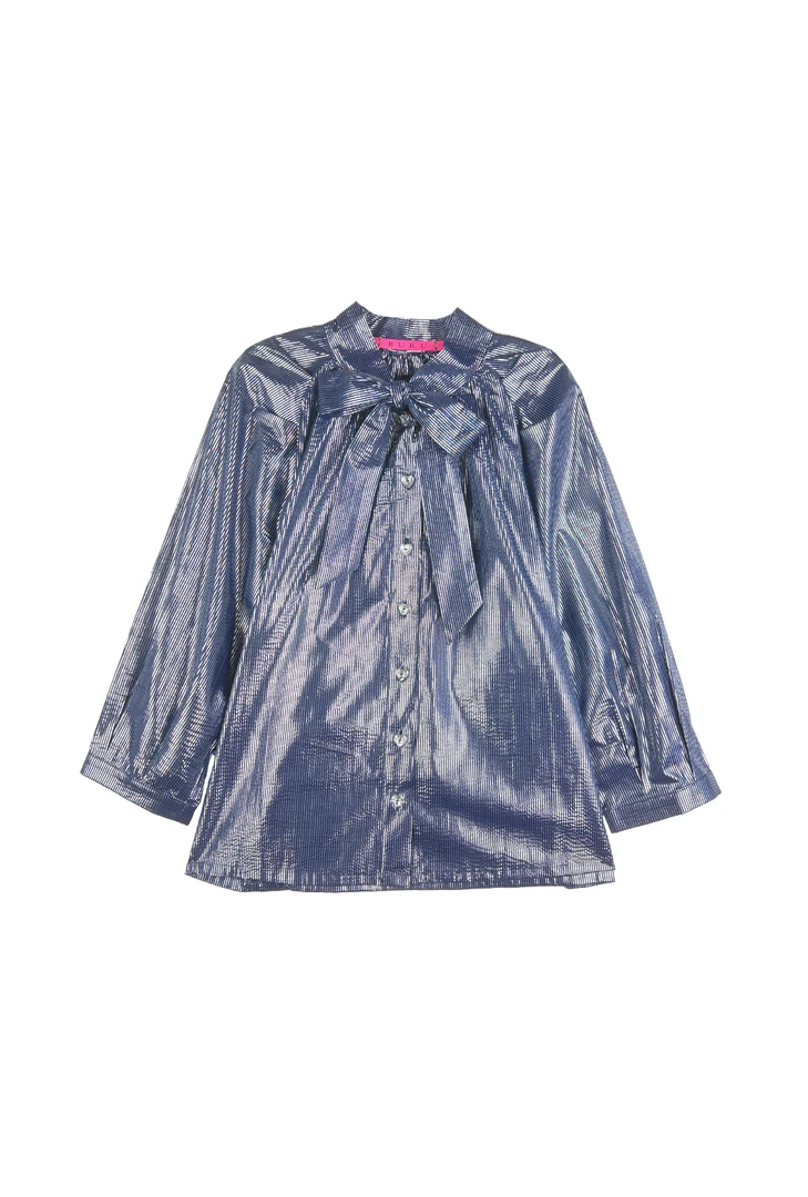 BURU Pink Label Bow Blouse - Navy & Silver Stripe- PRE-SALE Clothing 3 BURU Pink Label Bow Blouse - Navy & Silver Stripe- PRE-SALE Clothing