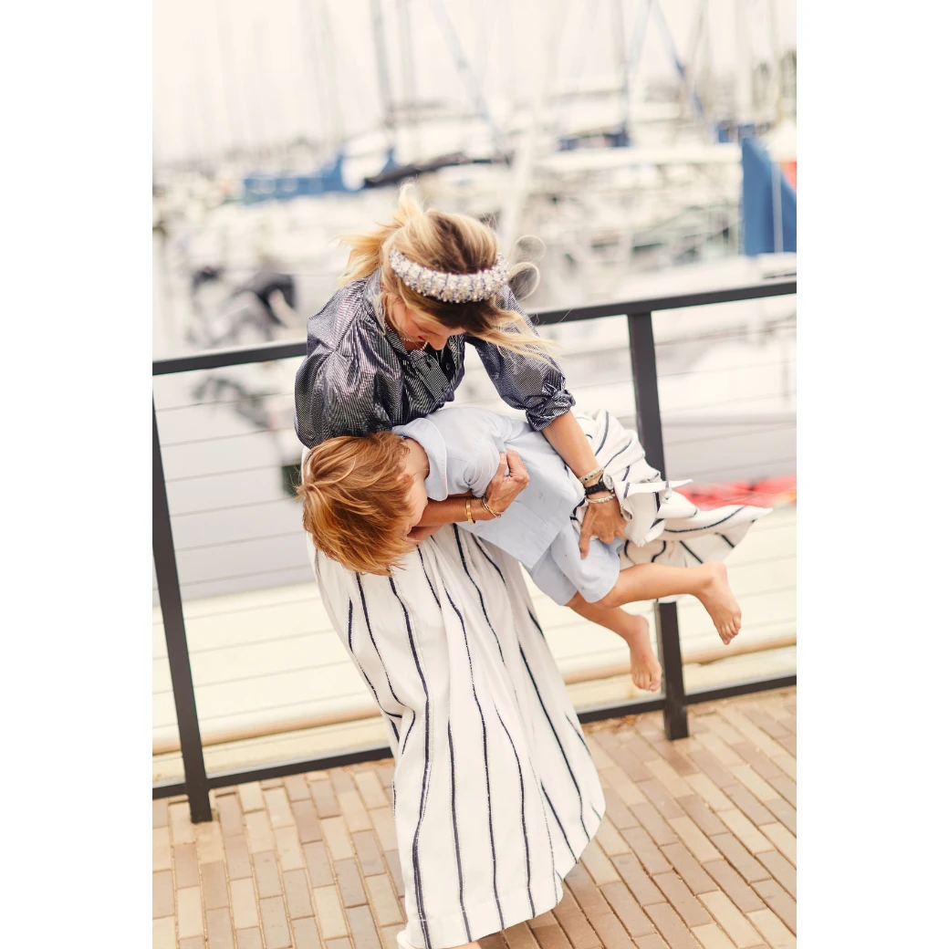 BURU Pink Label Bow Blouse - Navy & Silver Stripe- PRE-SALE Clothing 13 BURU Pink Label Bow Blouse - Navy & Silver Stripe- PRE-SALE Clothing