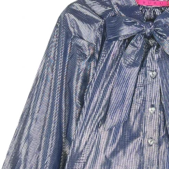 BURU Pink Label Bow Blouse - Navy & Silver Stripe- PRE-SALE Clothing