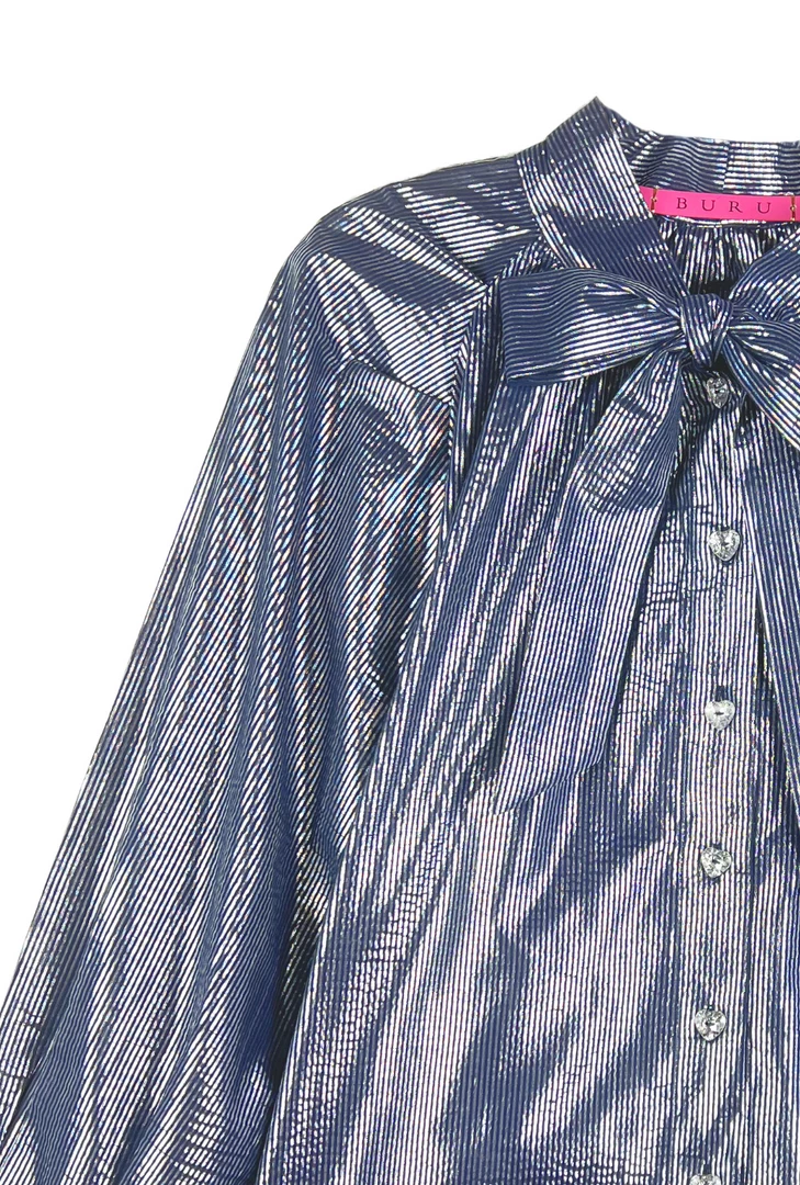BURU Pink Label Bow Blouse - Navy & Silver Stripe- PRE-SALE Clothing 4 BURU Pink Label Bow Blouse - Navy & Silver Stripe- PRE-SALE Clothing