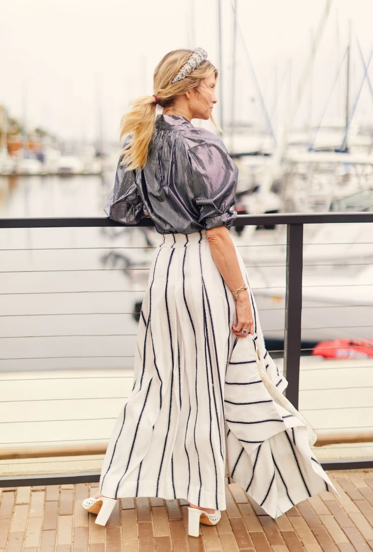 BURU Pink Label Bow Blouse - Navy & Silver Stripe- PRE-SALE Clothing 6 BURU Pink Label Bow Blouse - Navy & Silver Stripe- PRE-SALE Clothing