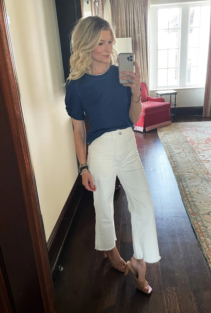 BURU White Label Tops Sivas Statement Tee - Navy With White Stitching 5 BURU White Label Tops Sivas Statement Tee - Navy With White Stitching