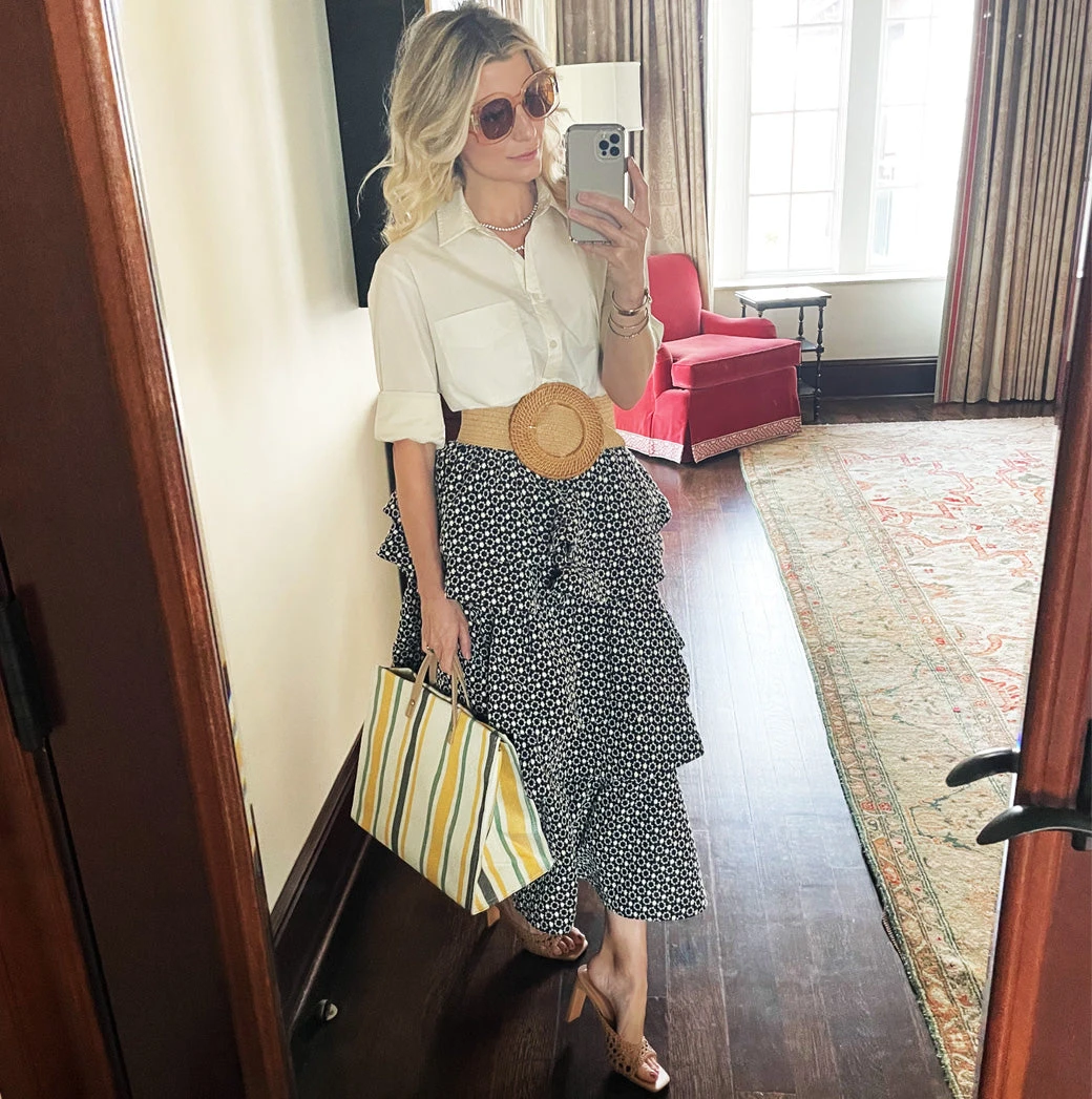 BURU White Label Teagan Tiered Skirt MIDI - Navy Eyelet Clothing 12 BURU White Label Teagan Tiered Skirt MIDI - Navy Eyelet Clothing