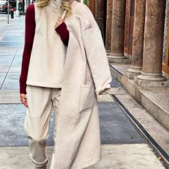 BURU White Label Open Car Coat - Quilted Fawn 21 BURU White Label Open Car Coat - Quilted Fawn