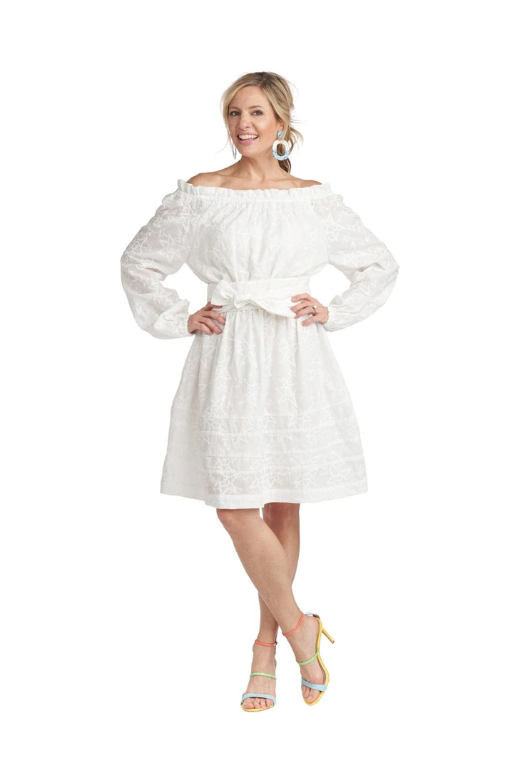 BURU White Label Clothing On & Off The Shoulder Mini Dress - White Star 9 BURU White Label Clothing On & Off The Shoulder Mini Dress - White Star