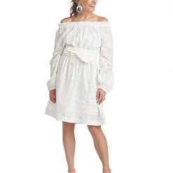 BURU White Label Clothing On & Off The Shoulder Mini Dress - White Star 26 BURU White Label Clothing On & Off The Shoulder Mini Dress - White Star