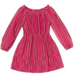 BURU White Label On & Off The Shoulder Mini Dress - Pink Stripe Clothing