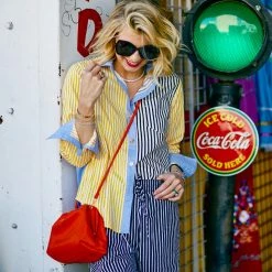 BURU White Label Mel Mixed Button Down Shirt - Yellow Stripe