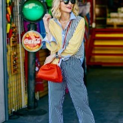 BURU White Label Mel Mixed Button Down Shirt - Yellow Stripe