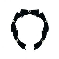 BURU Accessories Organza Bow & Pearl Headband - Black