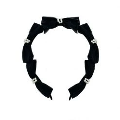 BURU Accessories Organza Bow & Pearl Headband - Black