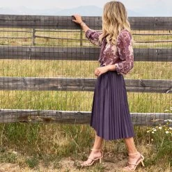 BURU White Label Faux Croc Pleated Skirt - Lilac 15 BURU White Label Faux Croc Pleated Skirt - Lilac