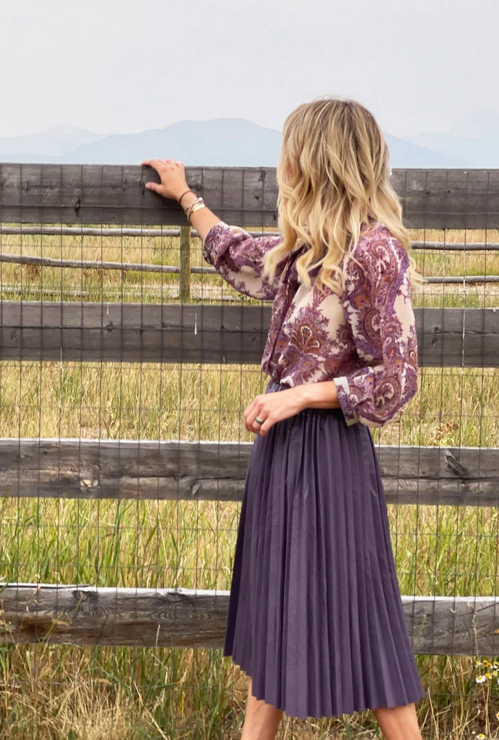 BURU White Label Faux Croc Pleated Skirt - Lilac 4 BURU White Label Faux Croc Pleated Skirt - Lilac